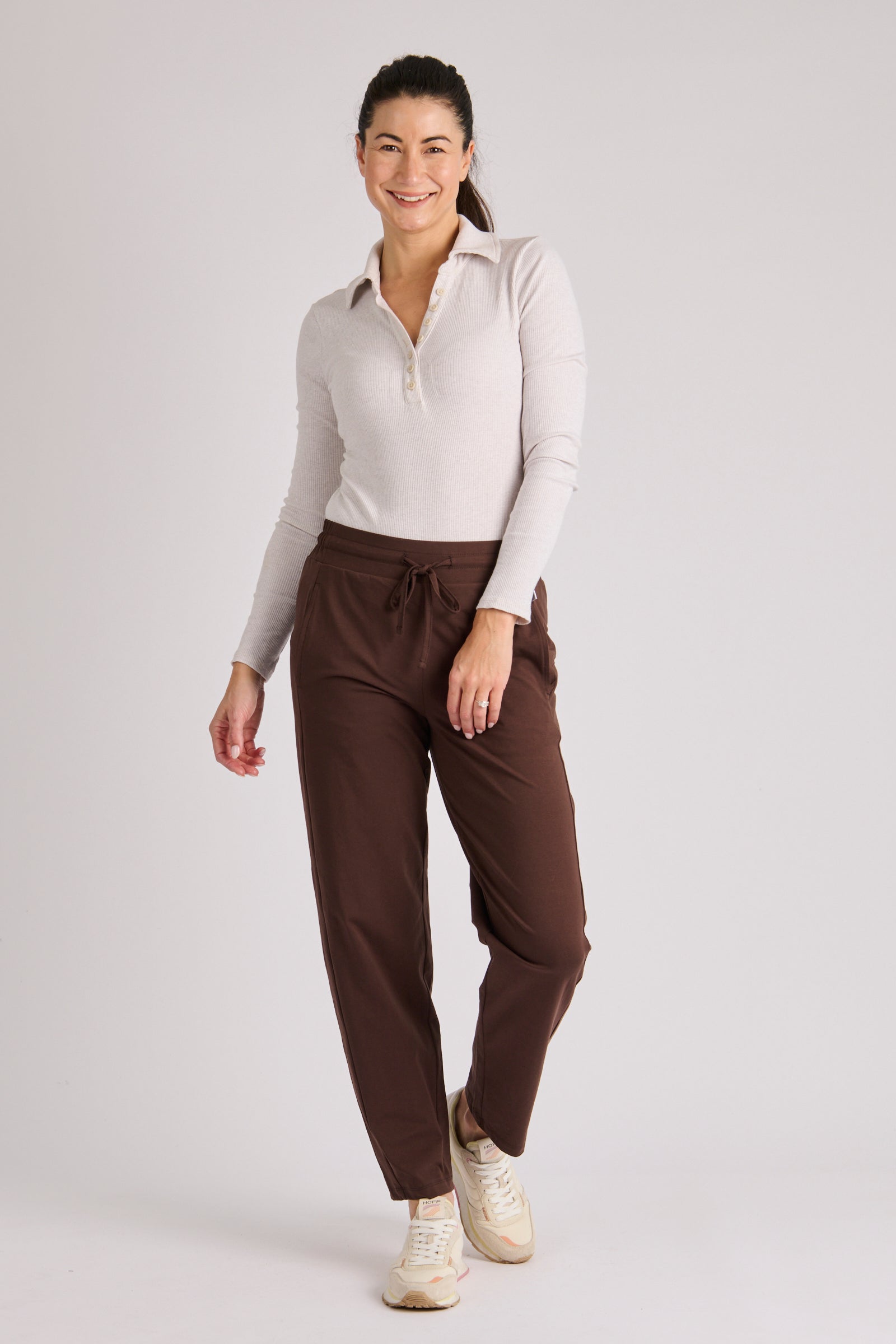 One Ten Willow Panel Detail Pant Coffee - front