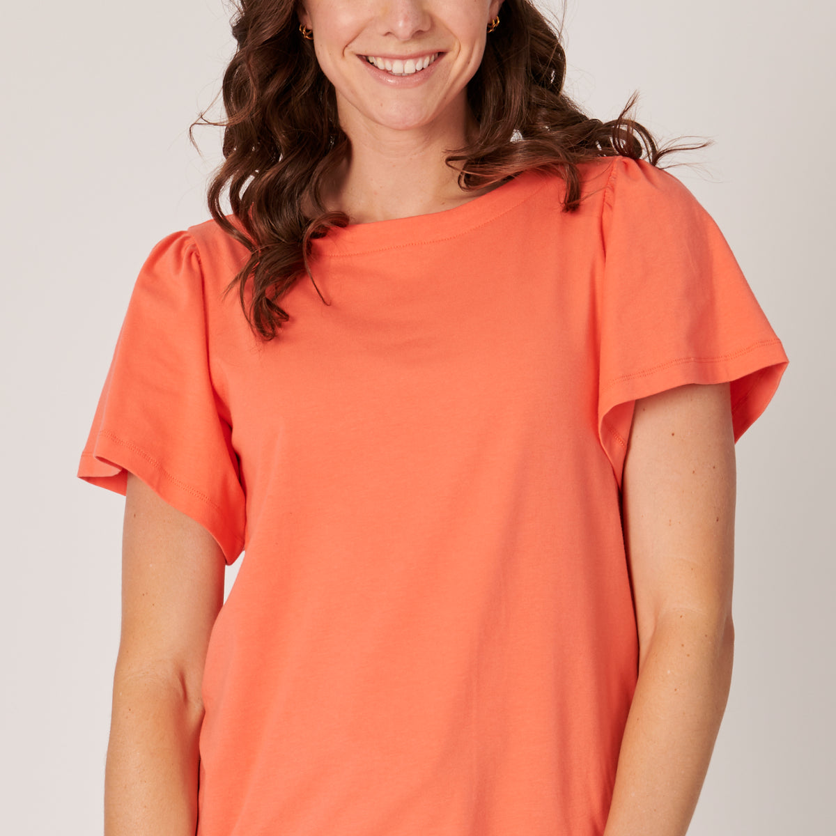 One Ten Willow Flutter Sleeve Tee - Coral (view 2)