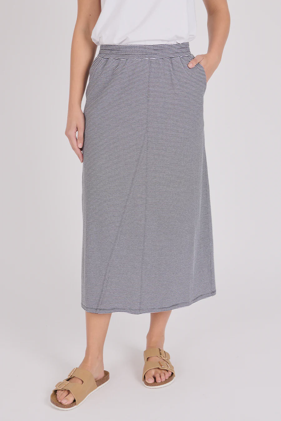 Panel Detail Skirt - Black / White Stripe