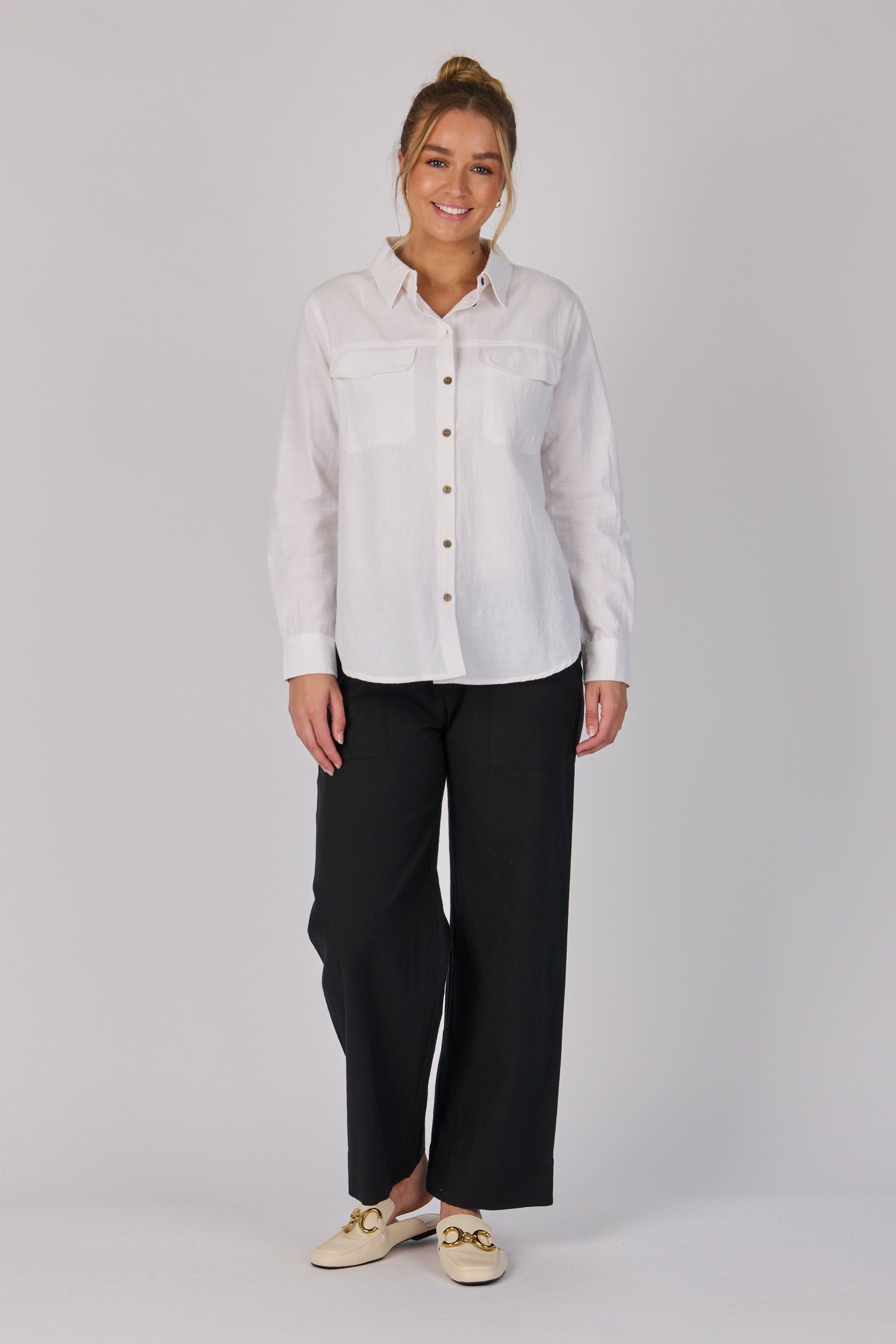 One Ten Willow Button Through Shirt - White (view 2)