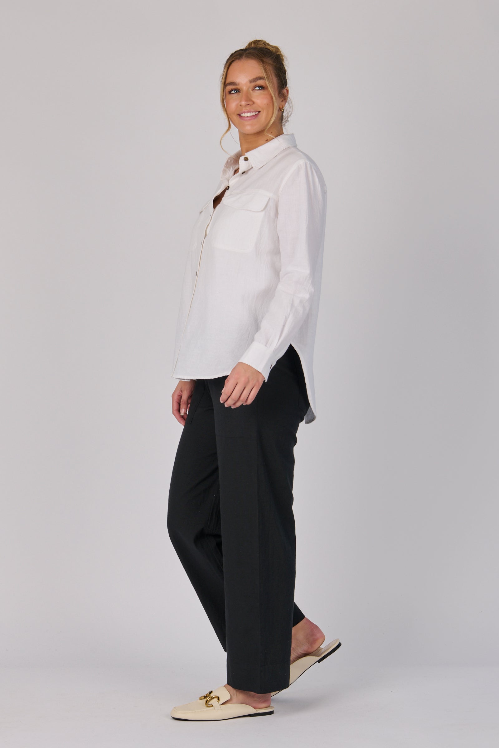 One Ten Willow Button Through Shirt - White (view 3)