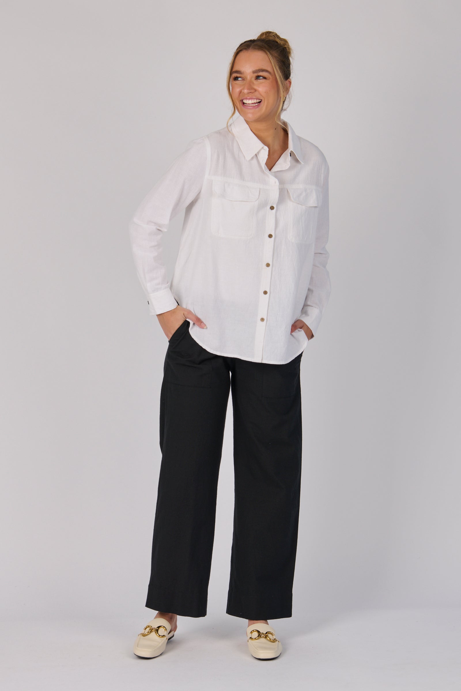 One Ten Willow Button Through Shirt - White (view 5)