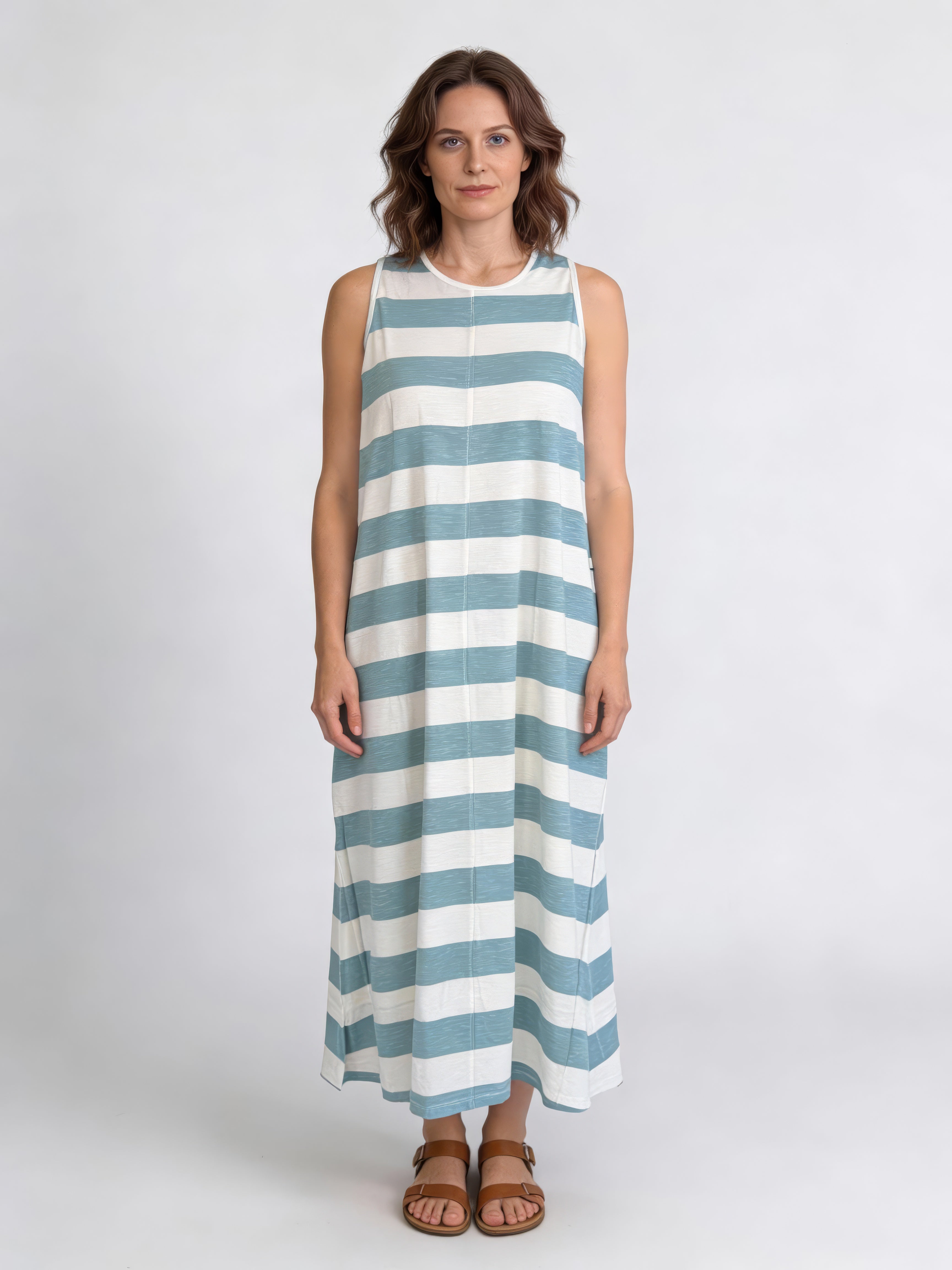 One Ten Willow Sleeveless A Line Dress - Blue Stripe
