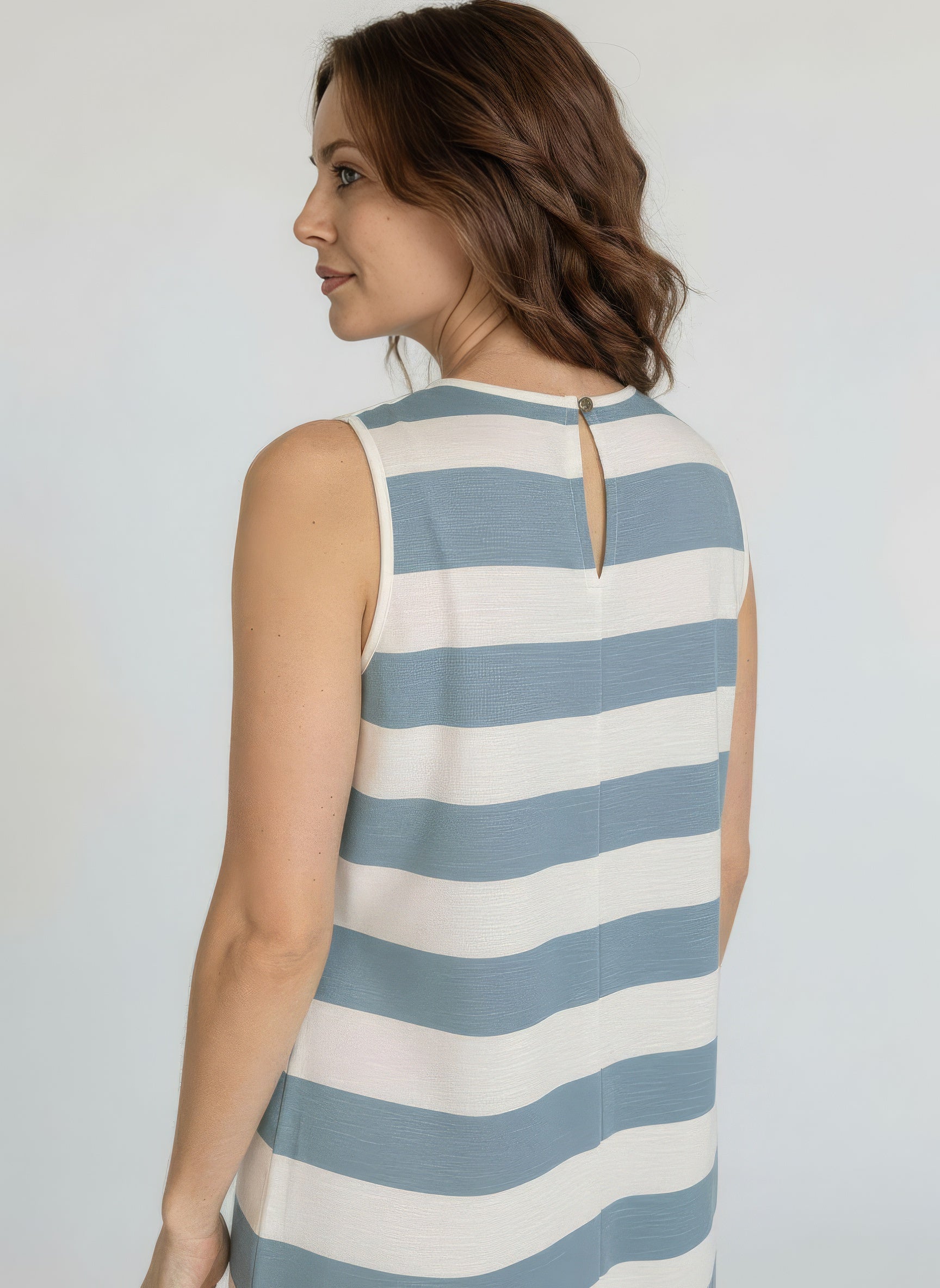 One Ten Willow Sleeveless A Line Dress - Blue Stripe (view 2)