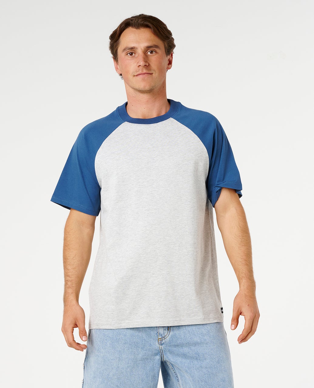 Rip Curl Plain Raglan Tee - Grey Marle