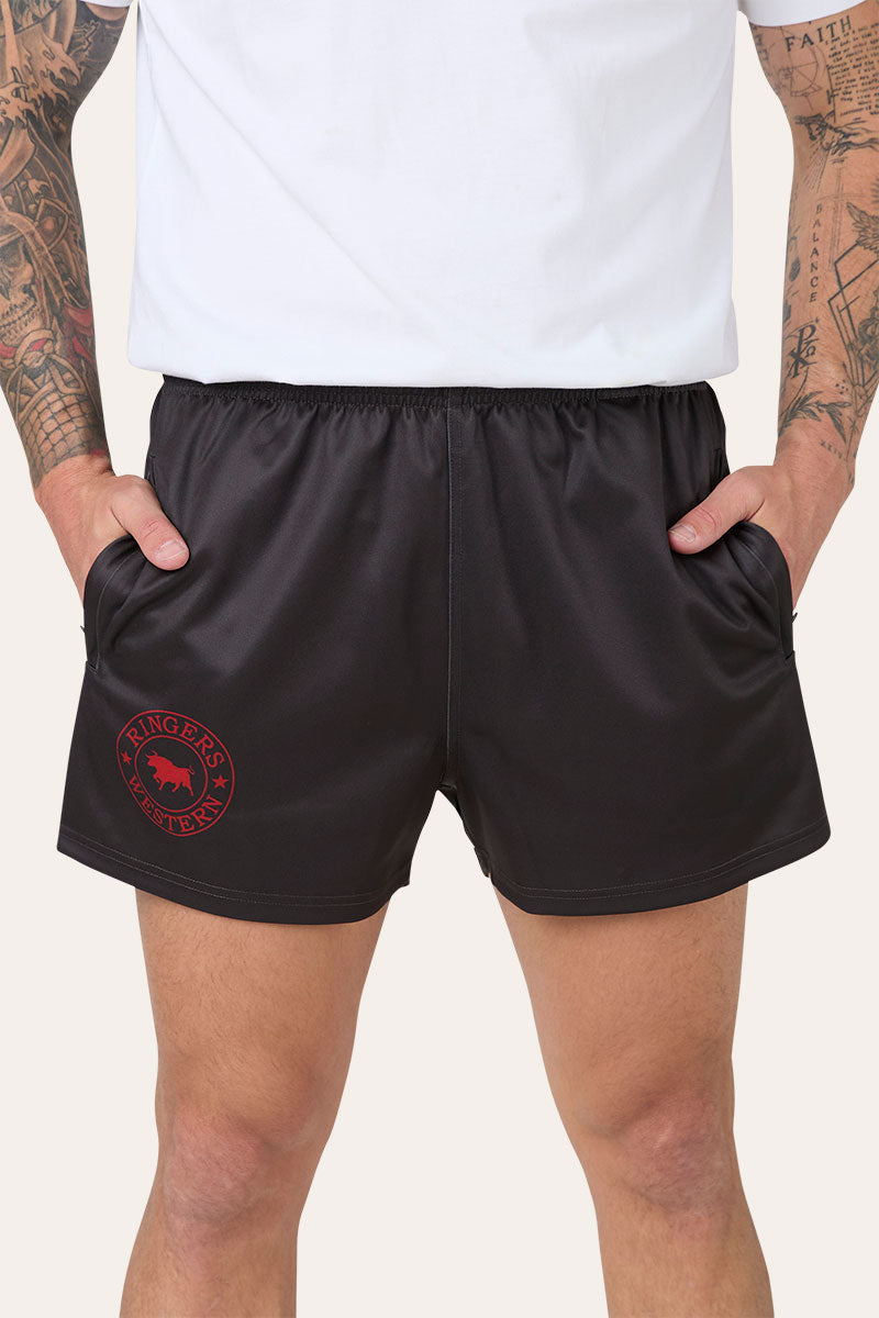 Ringers Western Ringers Unisex Footy Short in Charcoal and Red - detail