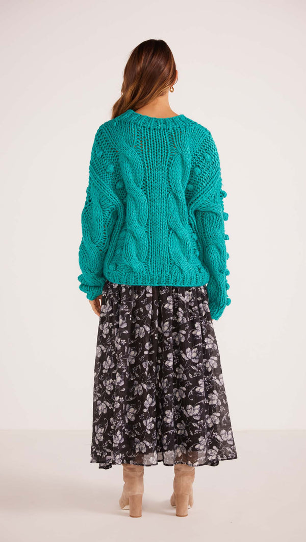 Mink Pink Lucero Cable Knit Jumper - Teal (view 2)