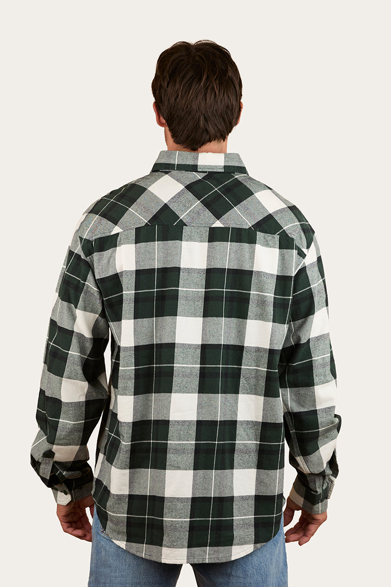Ringers Western Kingswood Mens Half Button Flannel - Pine / White (view 2)