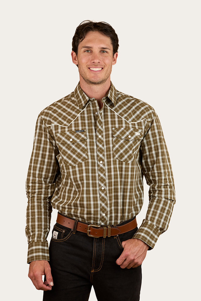 Ringers Western Greenhide Mens Western Shirt - Olive