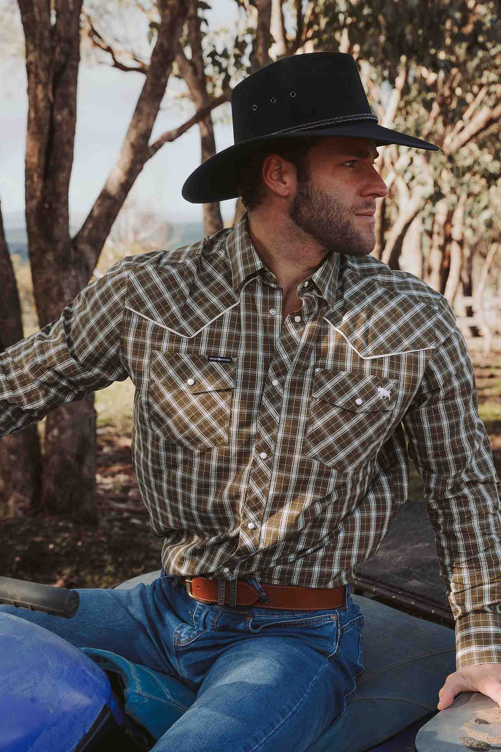 Ringers Western Greenhide Mens Western Shirt - Olive (view 4)