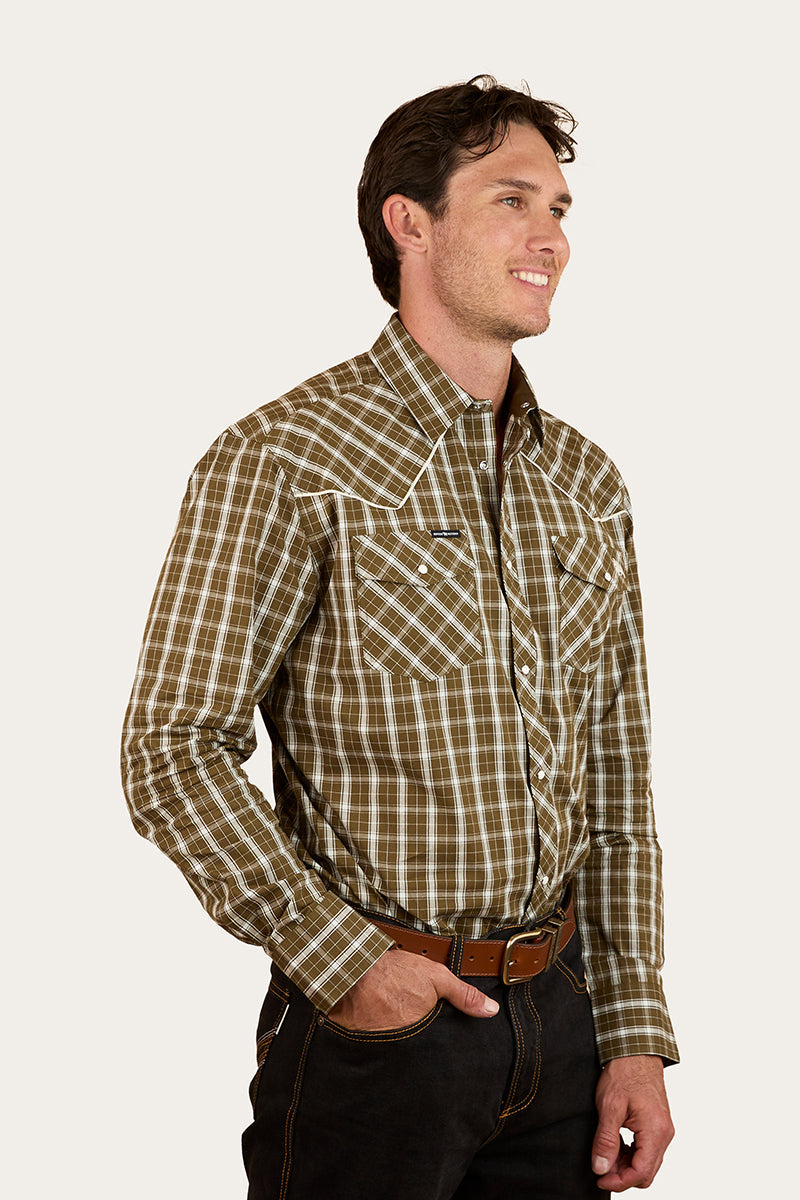Ringers Western Greenhide Mens Western Shirt - Olive (view 3)