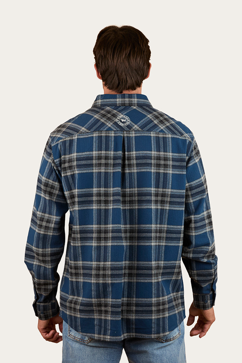Ringers Western Nambour Mens Full Button Flannel - Petrol Blue (view 3)