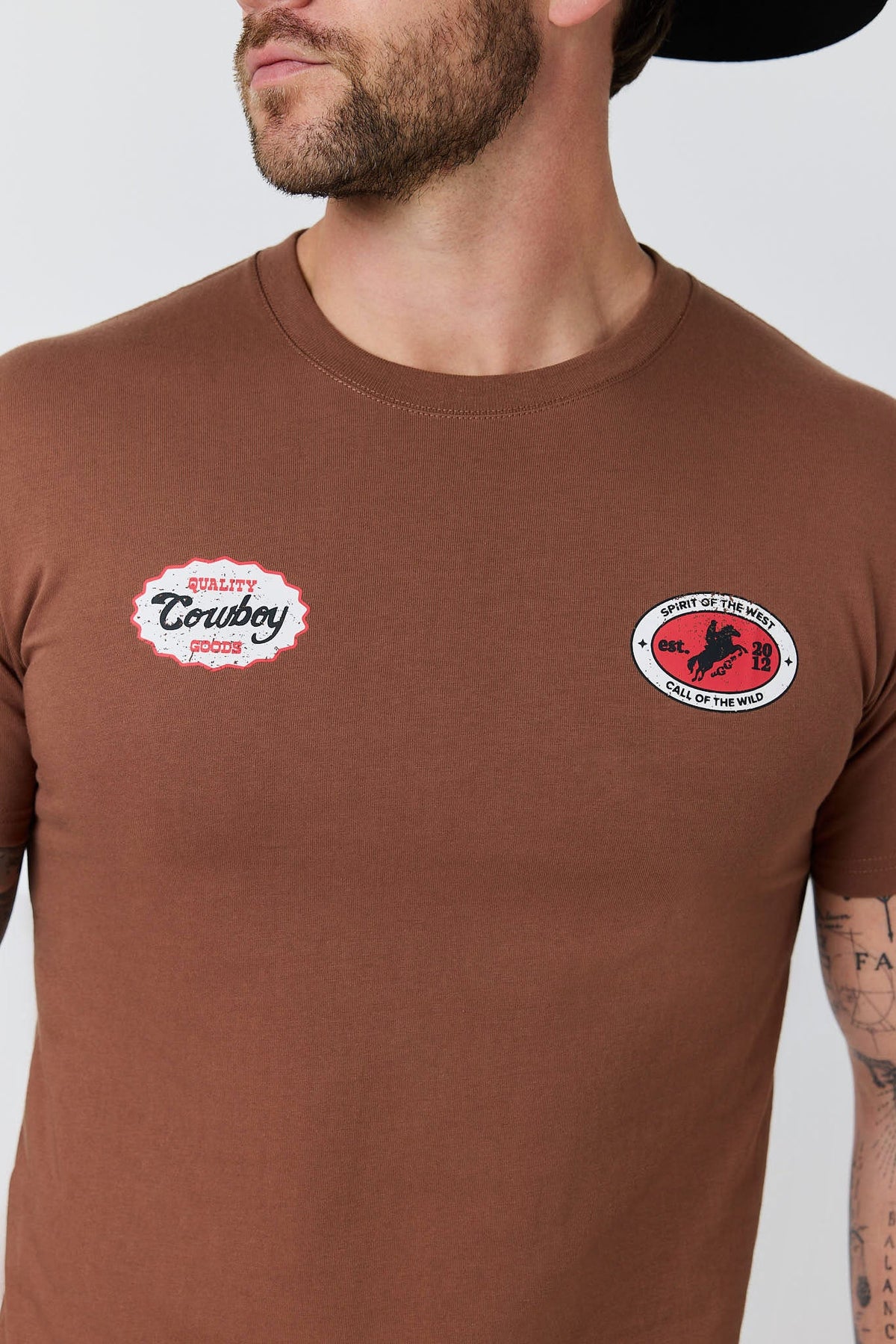 Ringers Western Grayson Stock Fit Tee Washed Saddle Brown detail