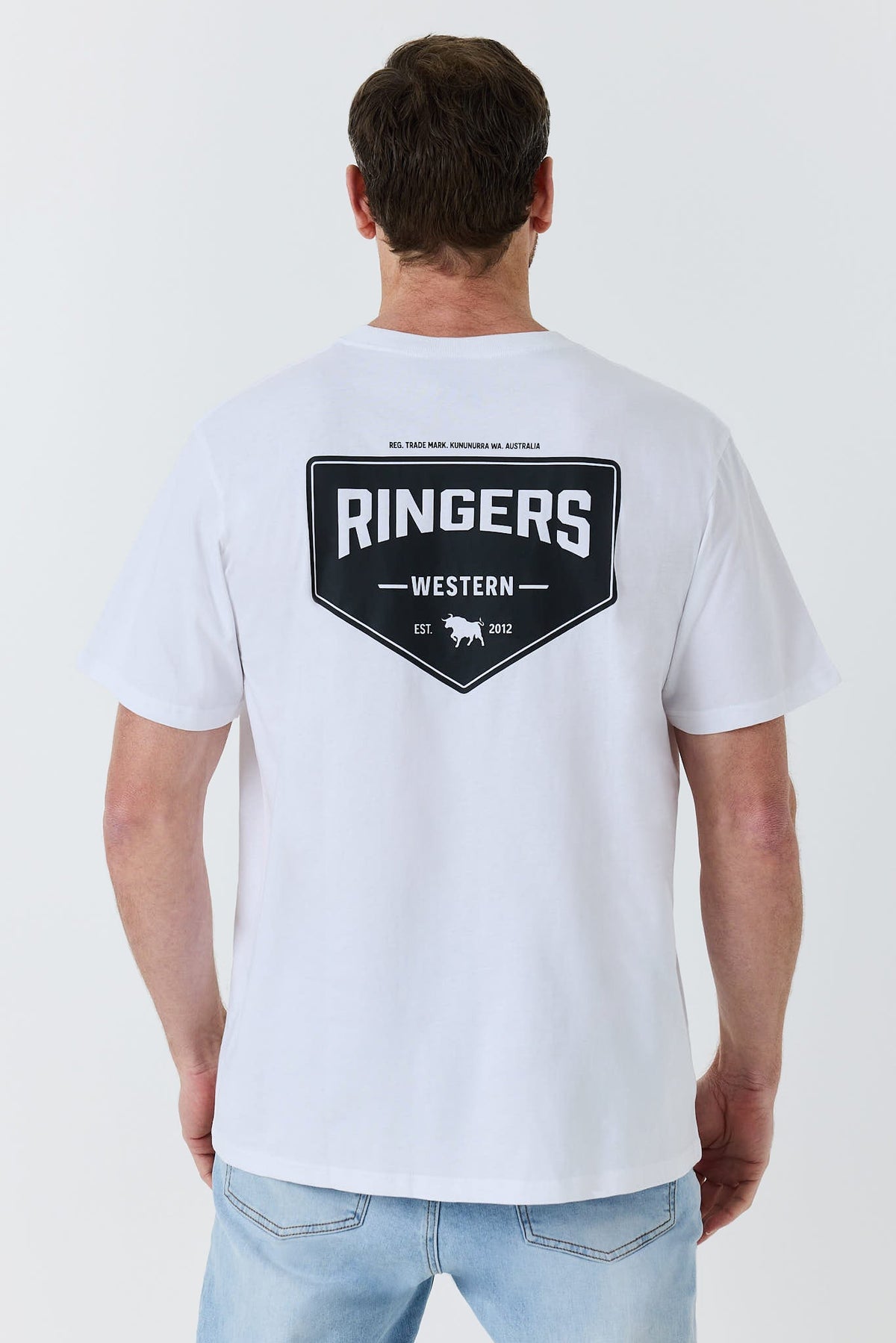 Ringers Western New Squadron Loose Fit Tee Bright White Black back print
