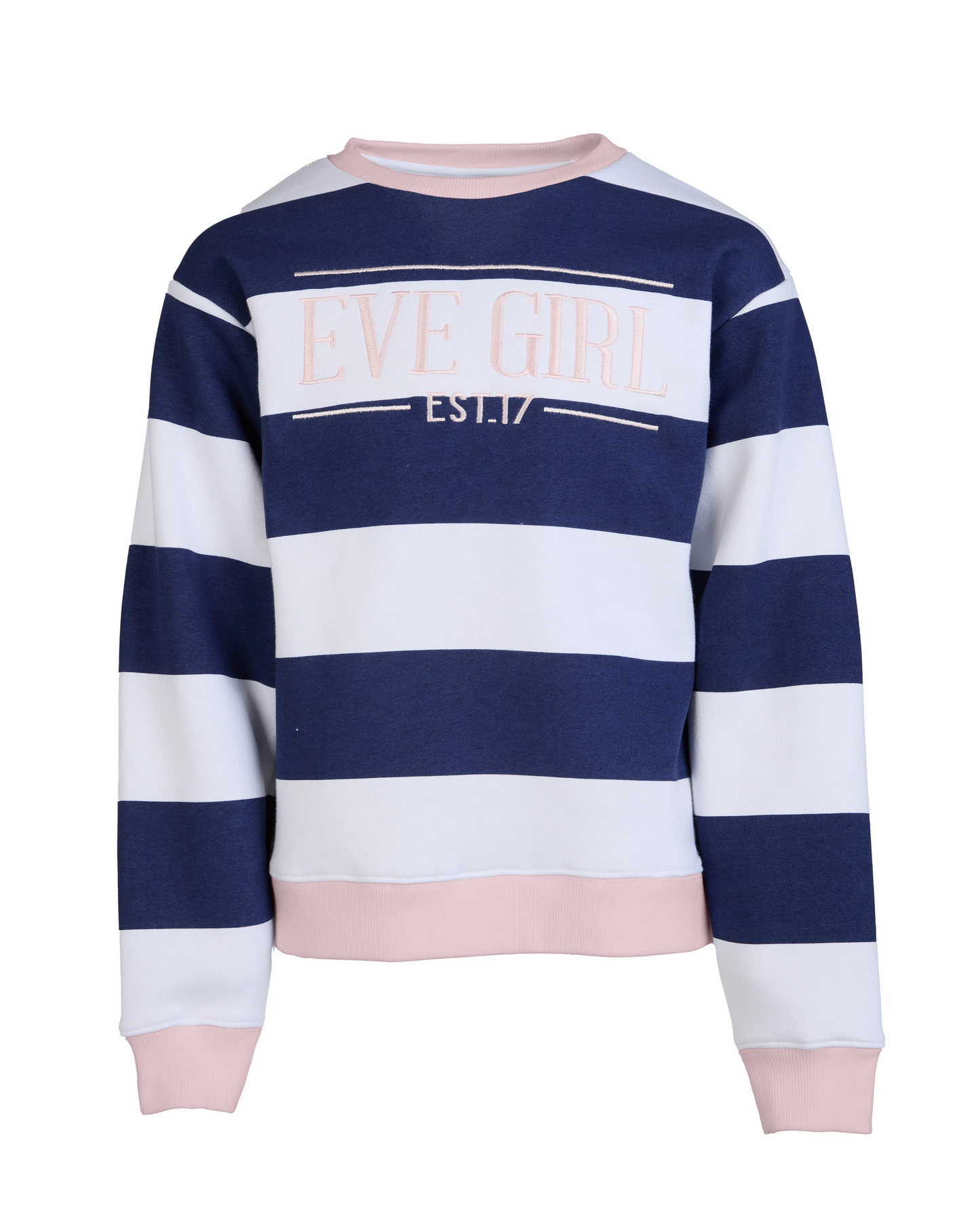 Contrast Stripe Crew - Navy - Teen