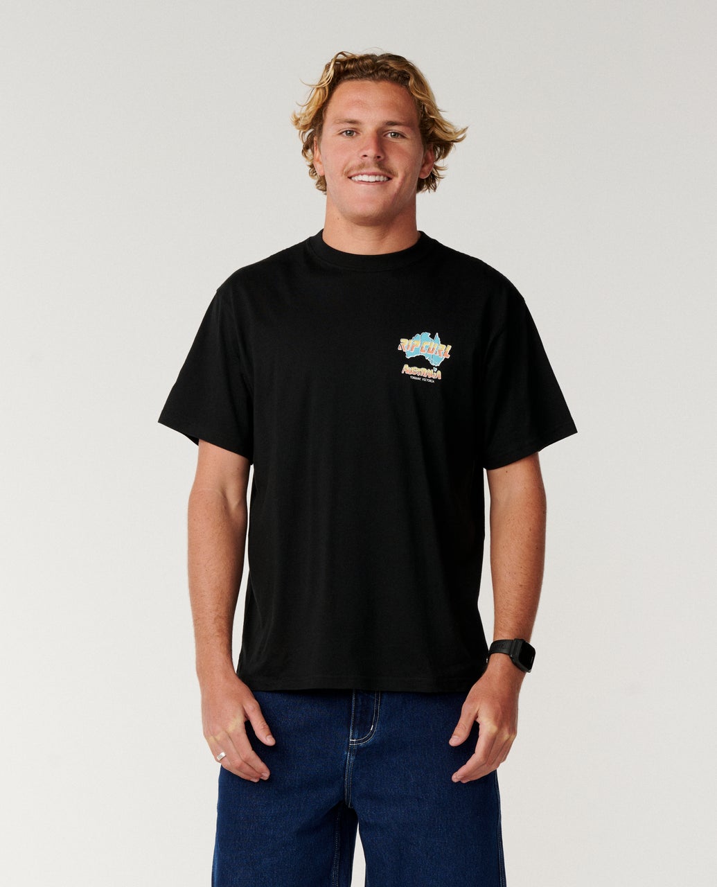 Rip Curl Aus Map Desto Tee Black front