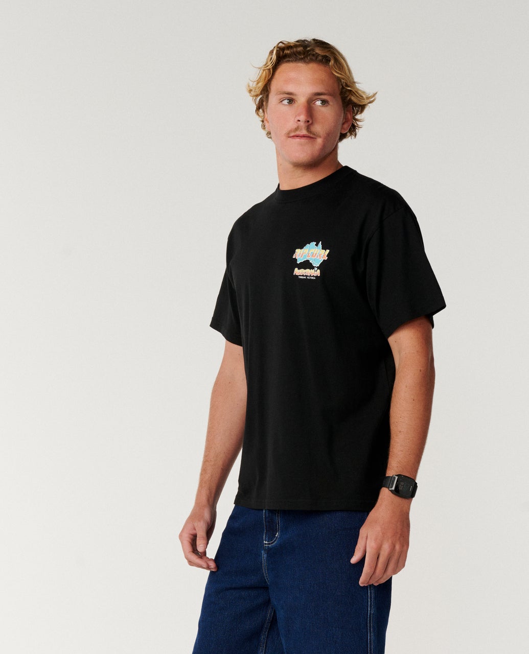 Rip Curl Aus Map Desto Tee Black back graphic