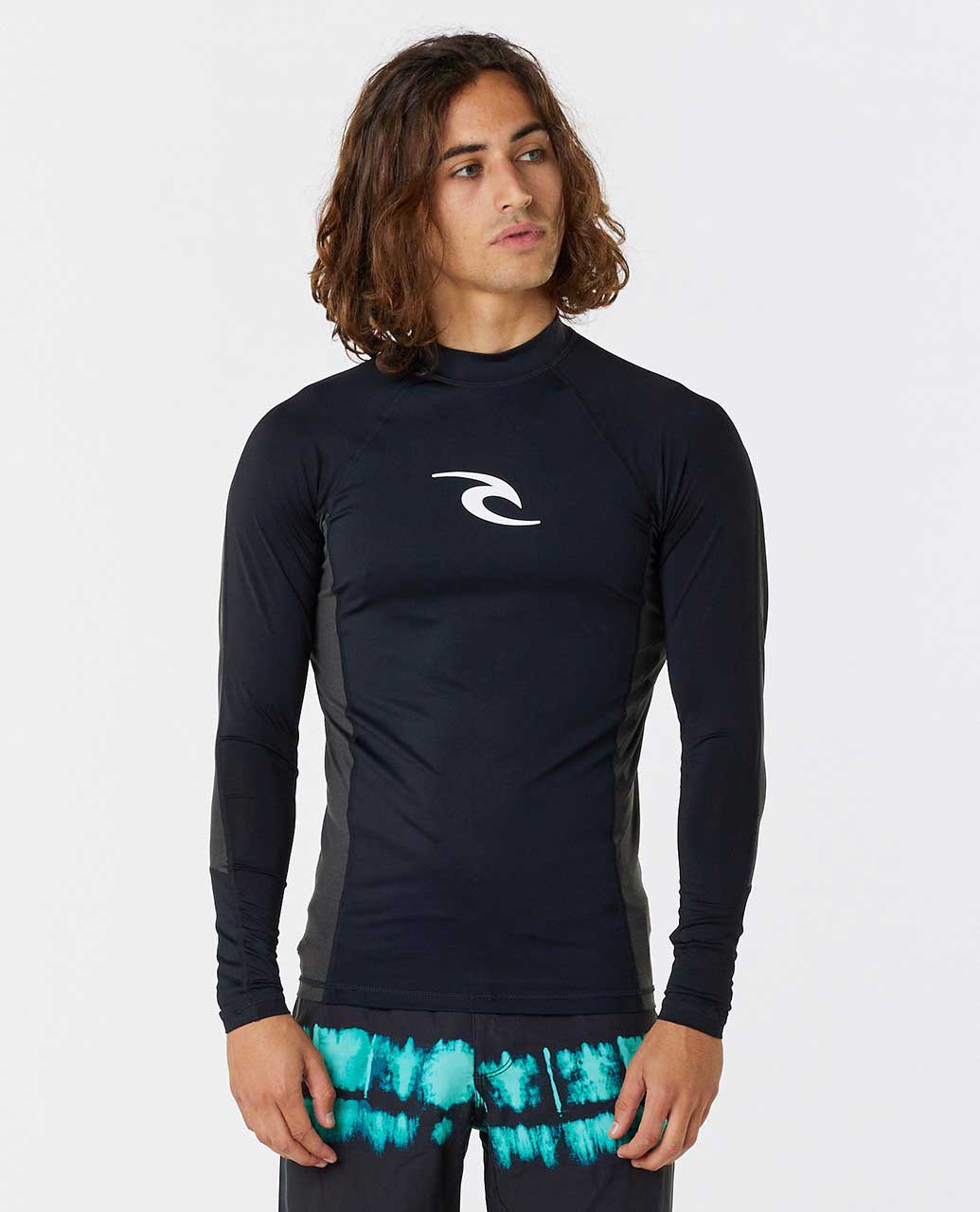 Rip Curl Waves UV Performance Long Sleeve Rash Vest- Black