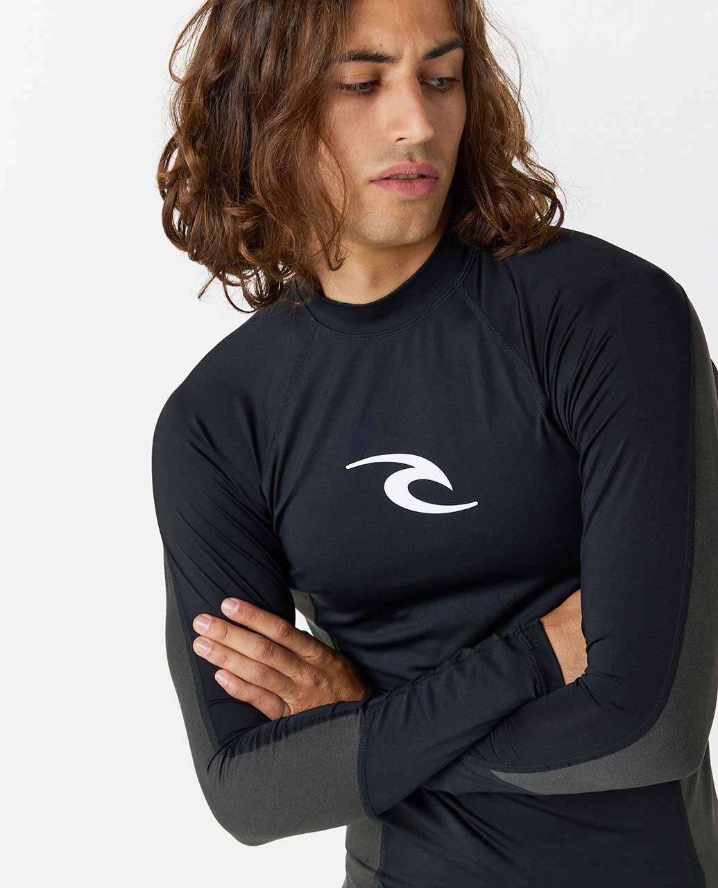 Rip Curl Waves UV Performance Long Sleeve Rash Vest- Black (view 2)
