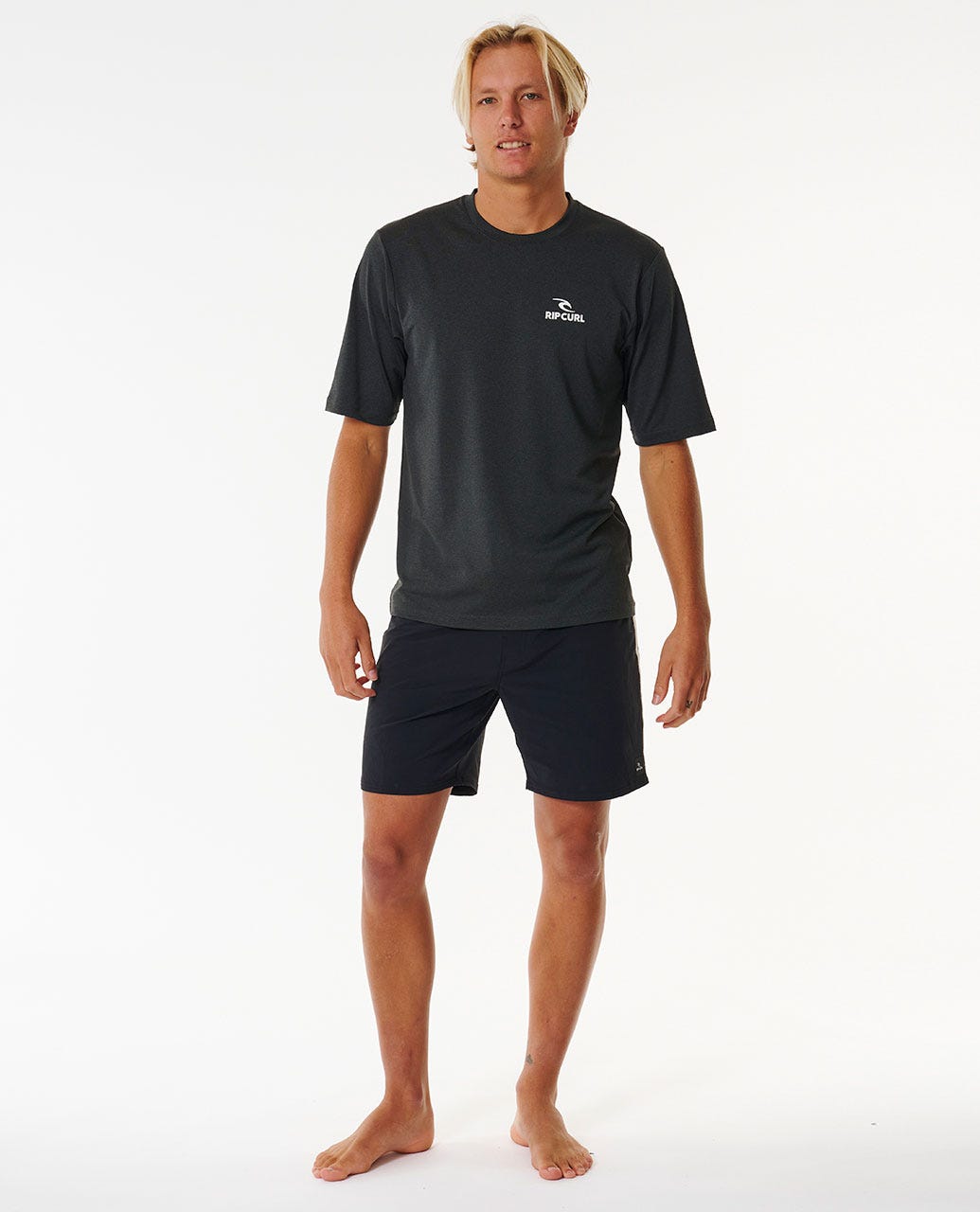 Rip Curl Stack UPF Short Sleeve - Black Marle (view 4)