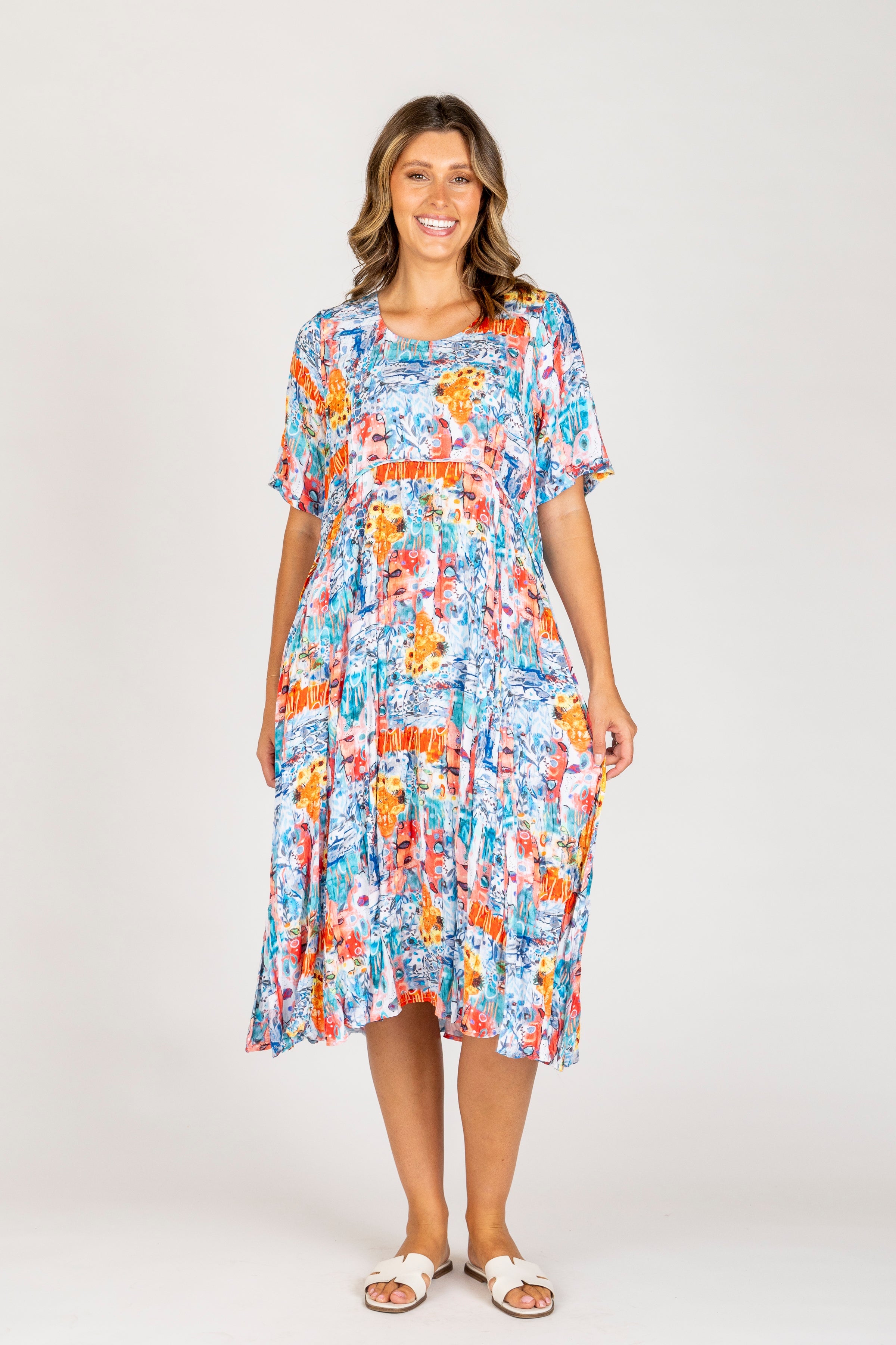 Renoma Connie Dress - Blue / Orange Multi