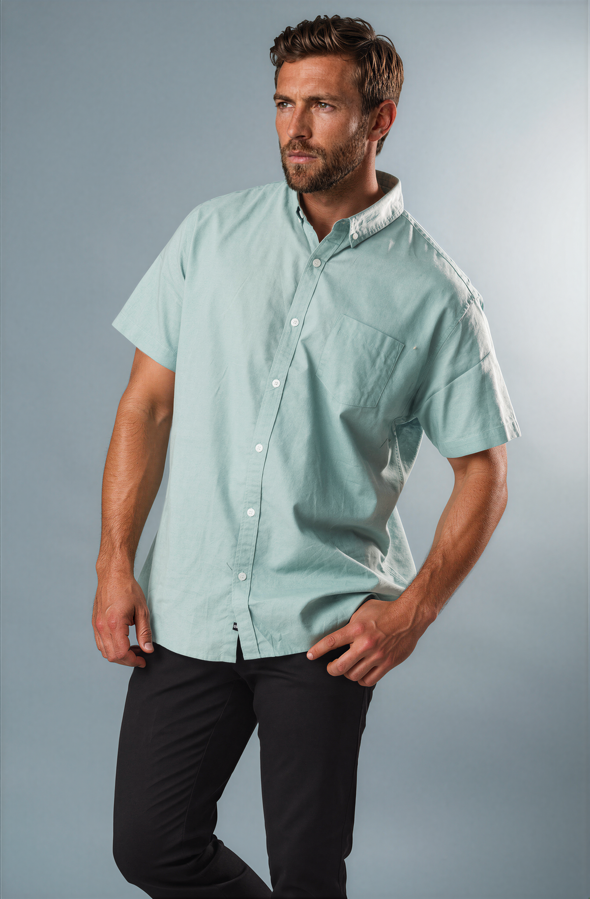BLKWD Jago cotton linen short sleeve shirt in light green