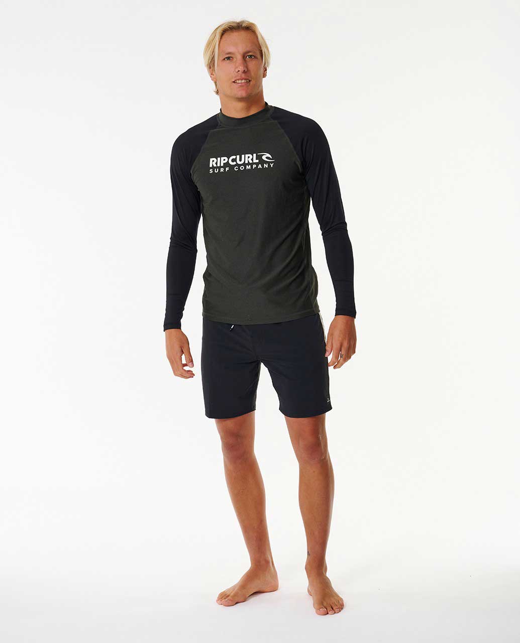 Rip Curl Shock UPF Long Sleeve - Black Marle (view 2)