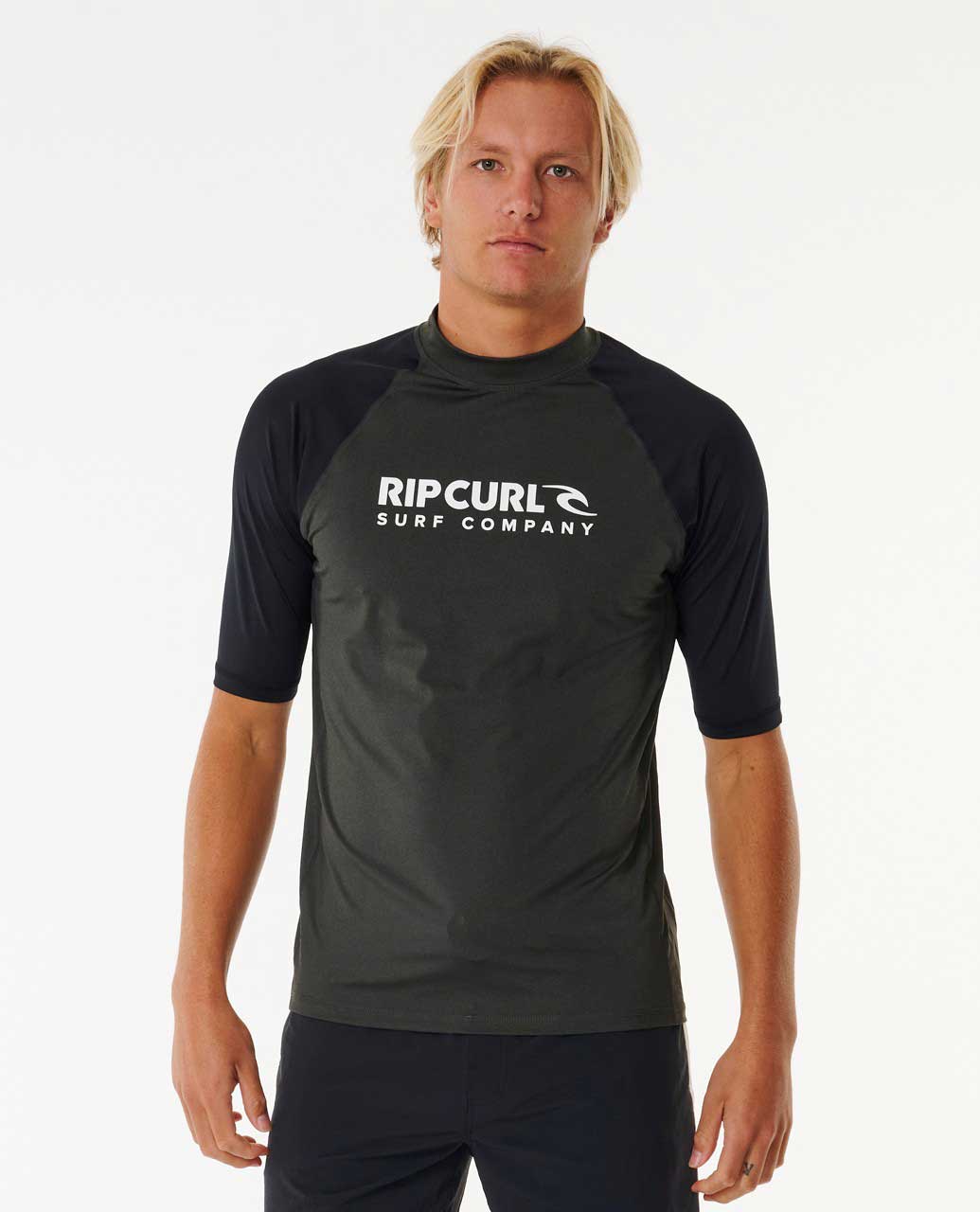 Rip Curl Shock UPF Short Sleeve - Black Marle (view 2)
