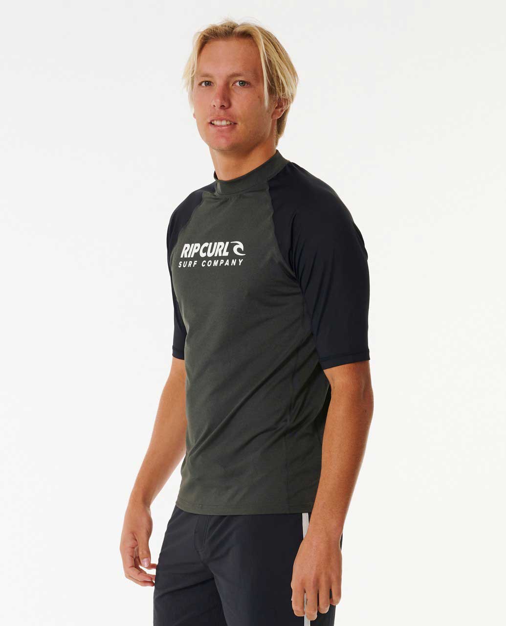 Rip Curl Shock UPF Short Sleeve - Black Marle (view 5)