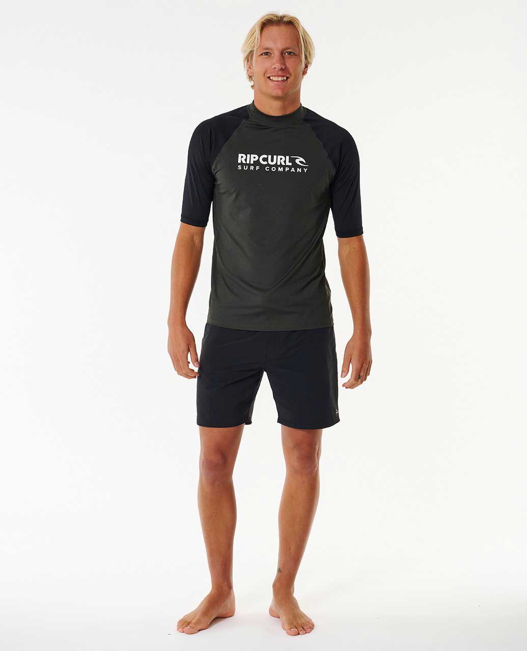 Rip Curl Shock UPF Short Sleeve - Black Marle