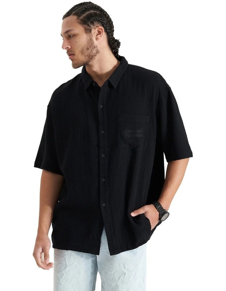 Destroyer Oversized Ss Resort Shirt - Jet Black