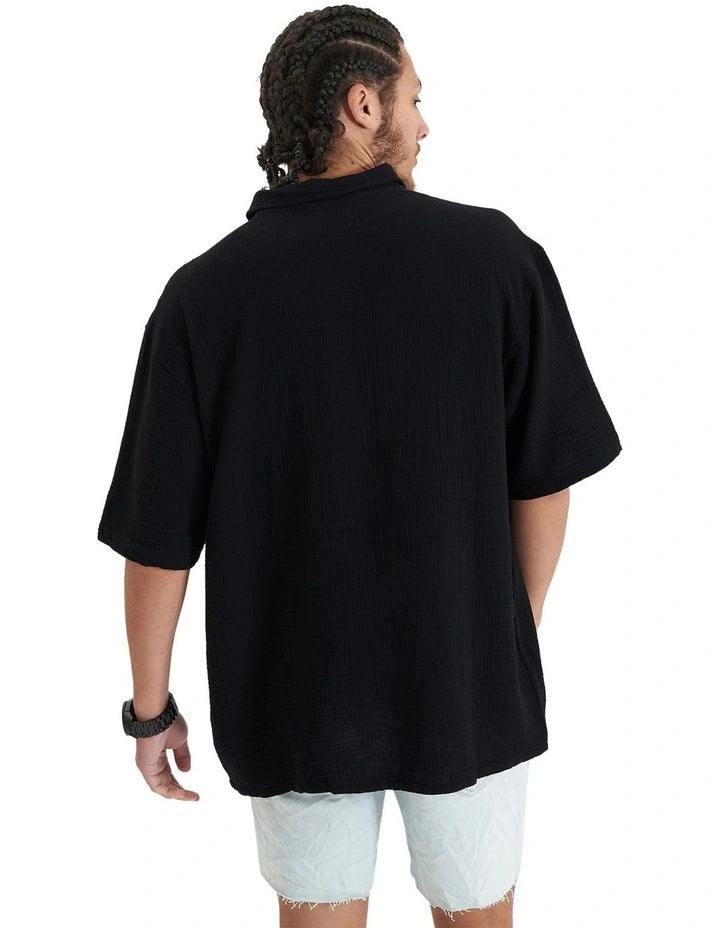 Destroyer Oversized Ss Resort Shirt - Jet Black