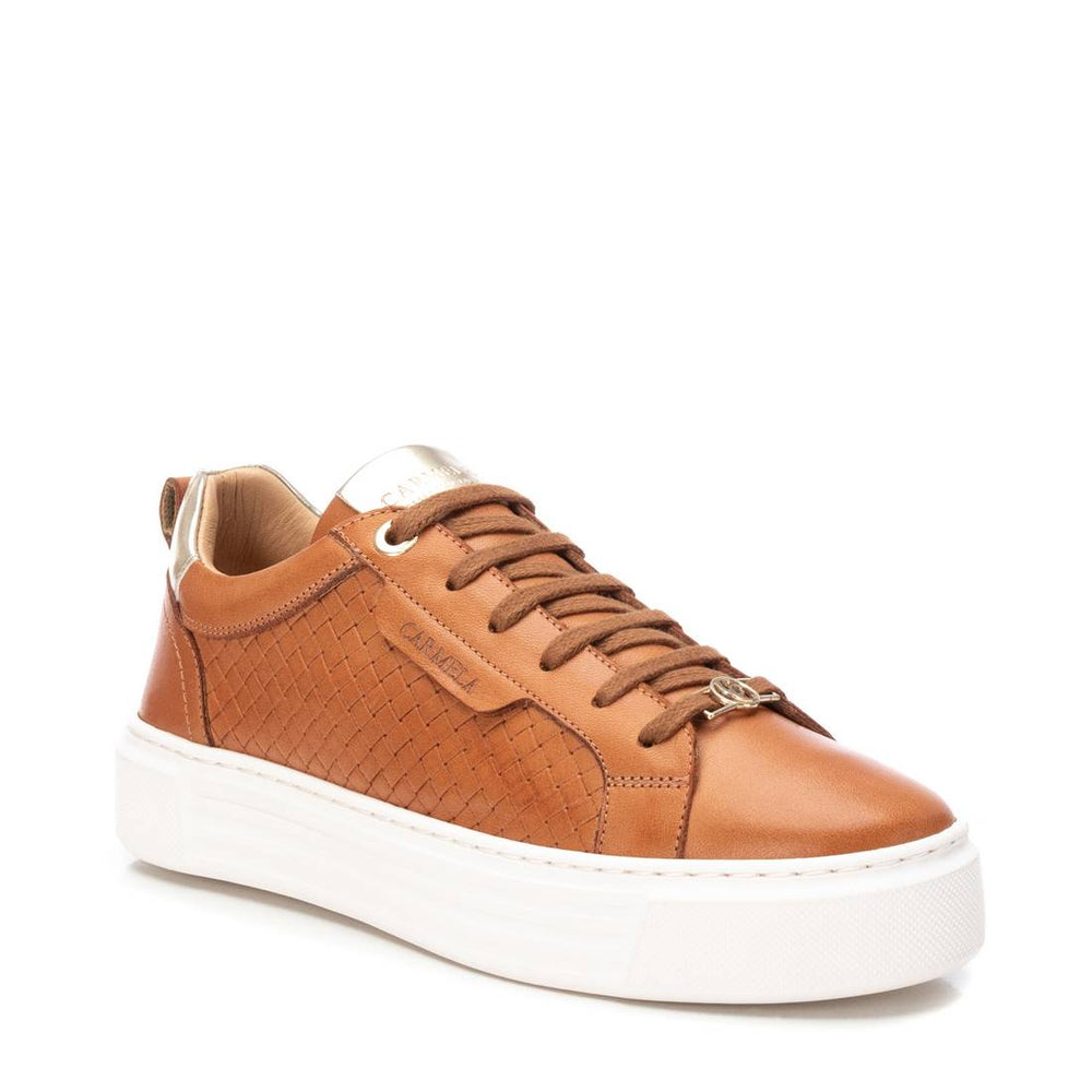 Lace Up Leather Sneaker - Camel