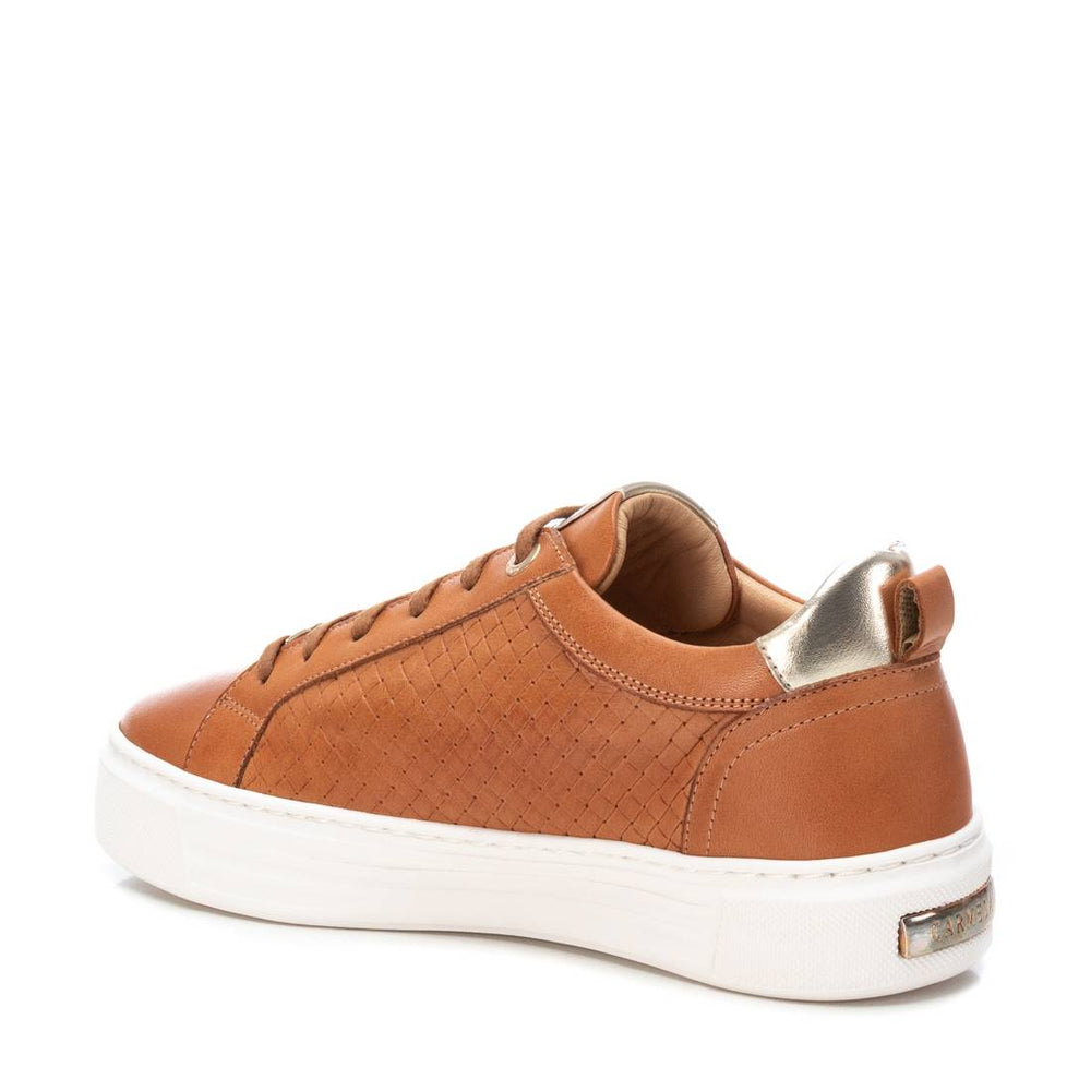 Lace Up Leather Sneaker - Camel