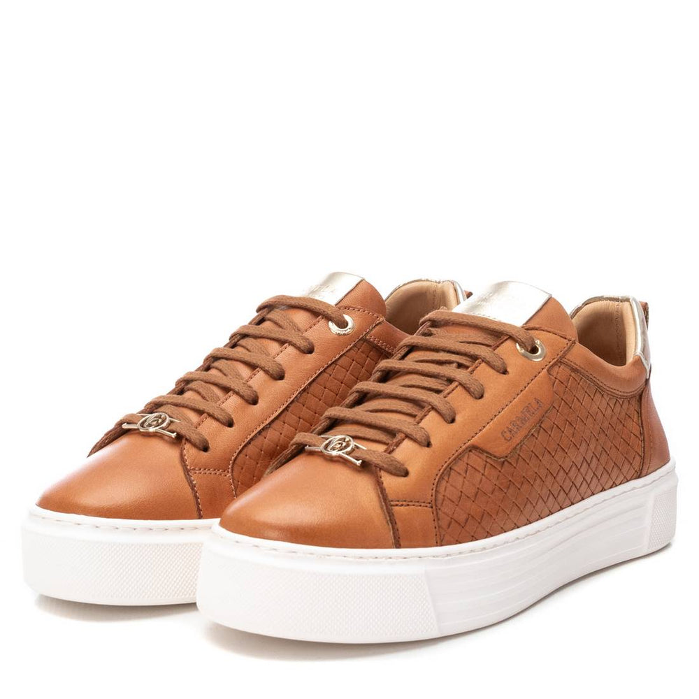 Lace Up Leather Sneaker - Camel