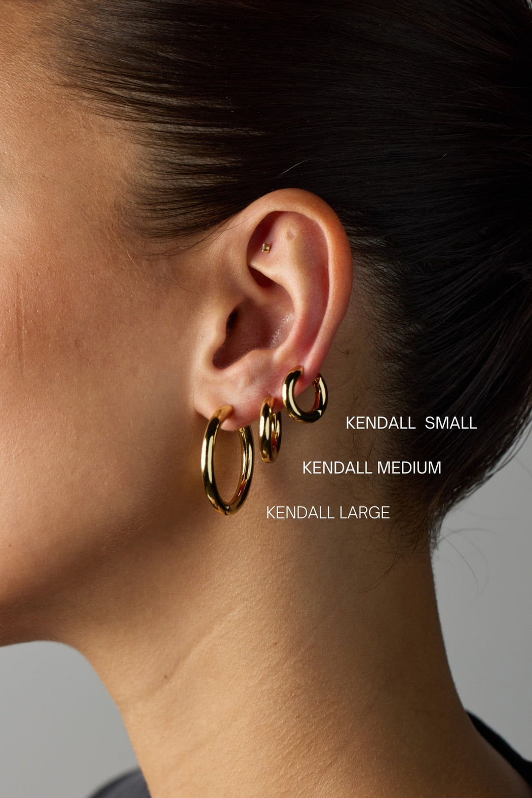 Kendall Brushed Hoop - Large - Gold