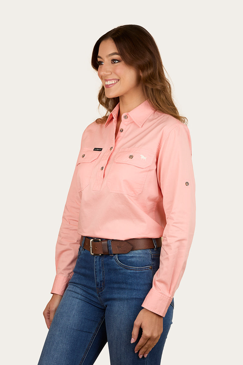 Ringers Western Pentecost River Womens Half Button Work Shirt - Light Blush (view 4)