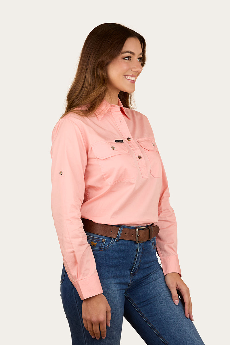 Ringers Western Pentecost River Womens Half Button Work Shirt - Light Blush (view 3)