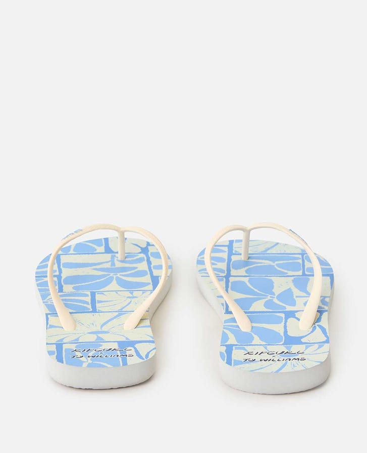 Mixed Bloom Open Toe - Blue / White