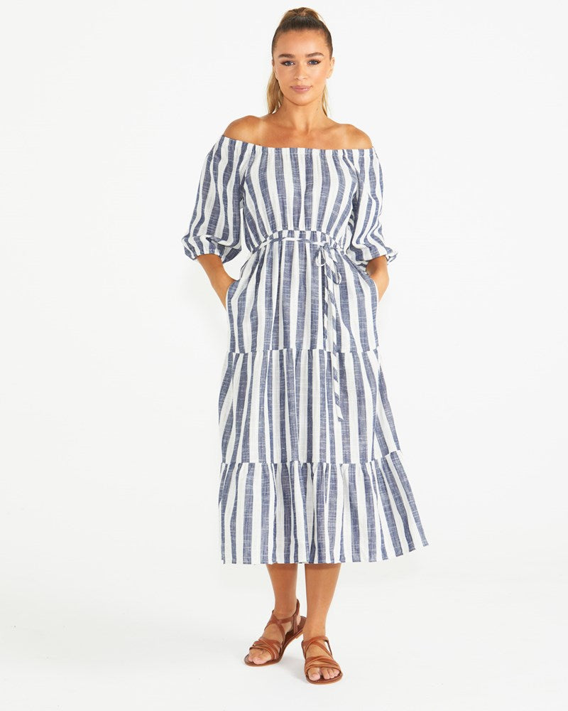 Harley Midi Dress - Navy Stripe