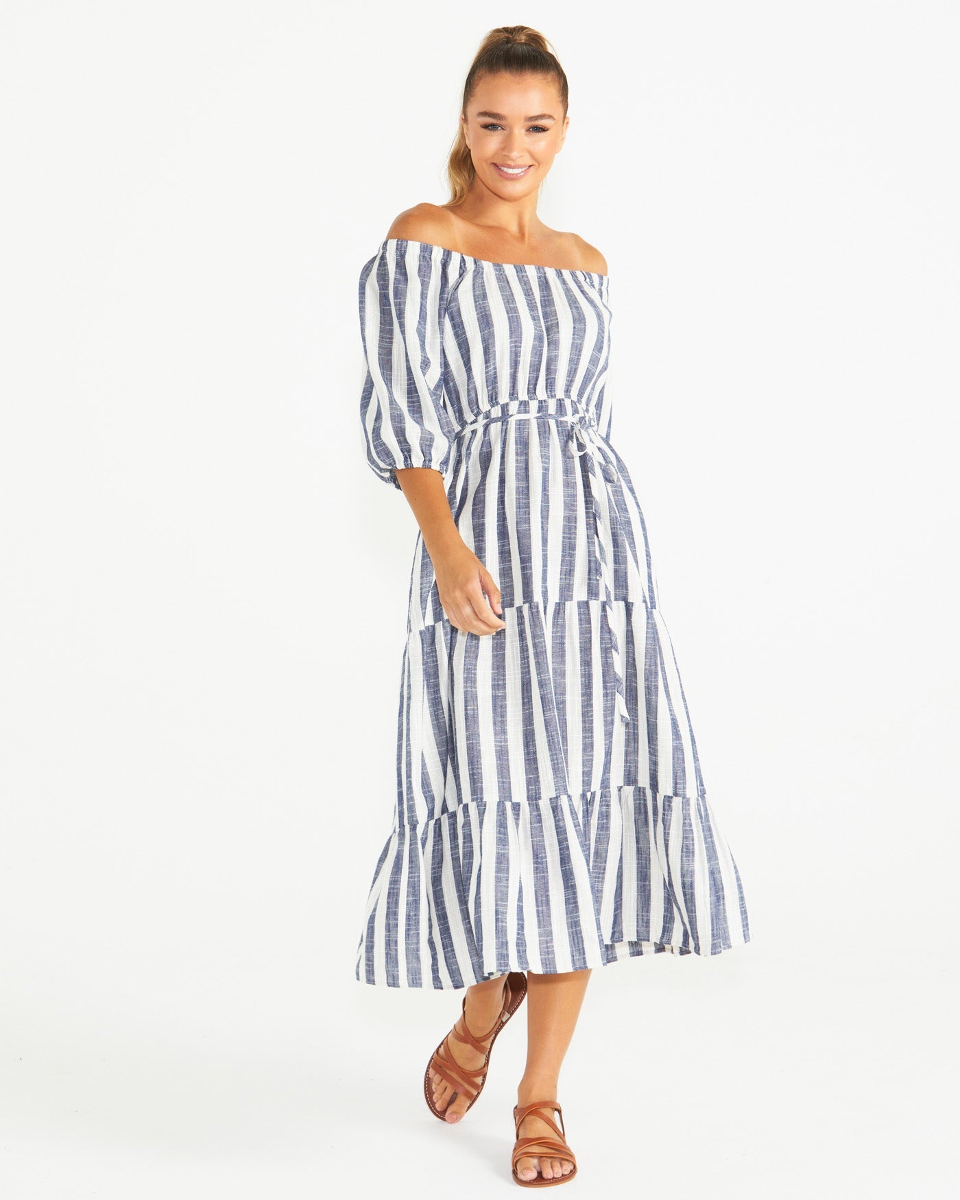 Harley Midi Dress - Navy Stripe