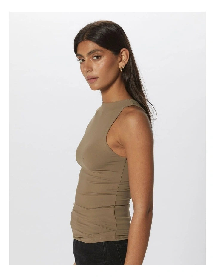 Lea Sleeveless 2 Ways Top - Walnut