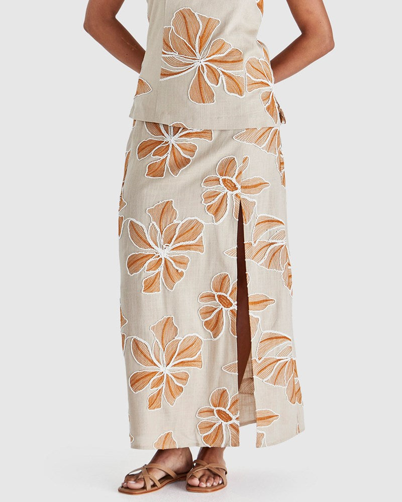 Finley Skirt - Tan / Orange Brown