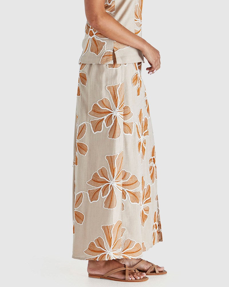 Finley Skirt - Tan / Orange Brown