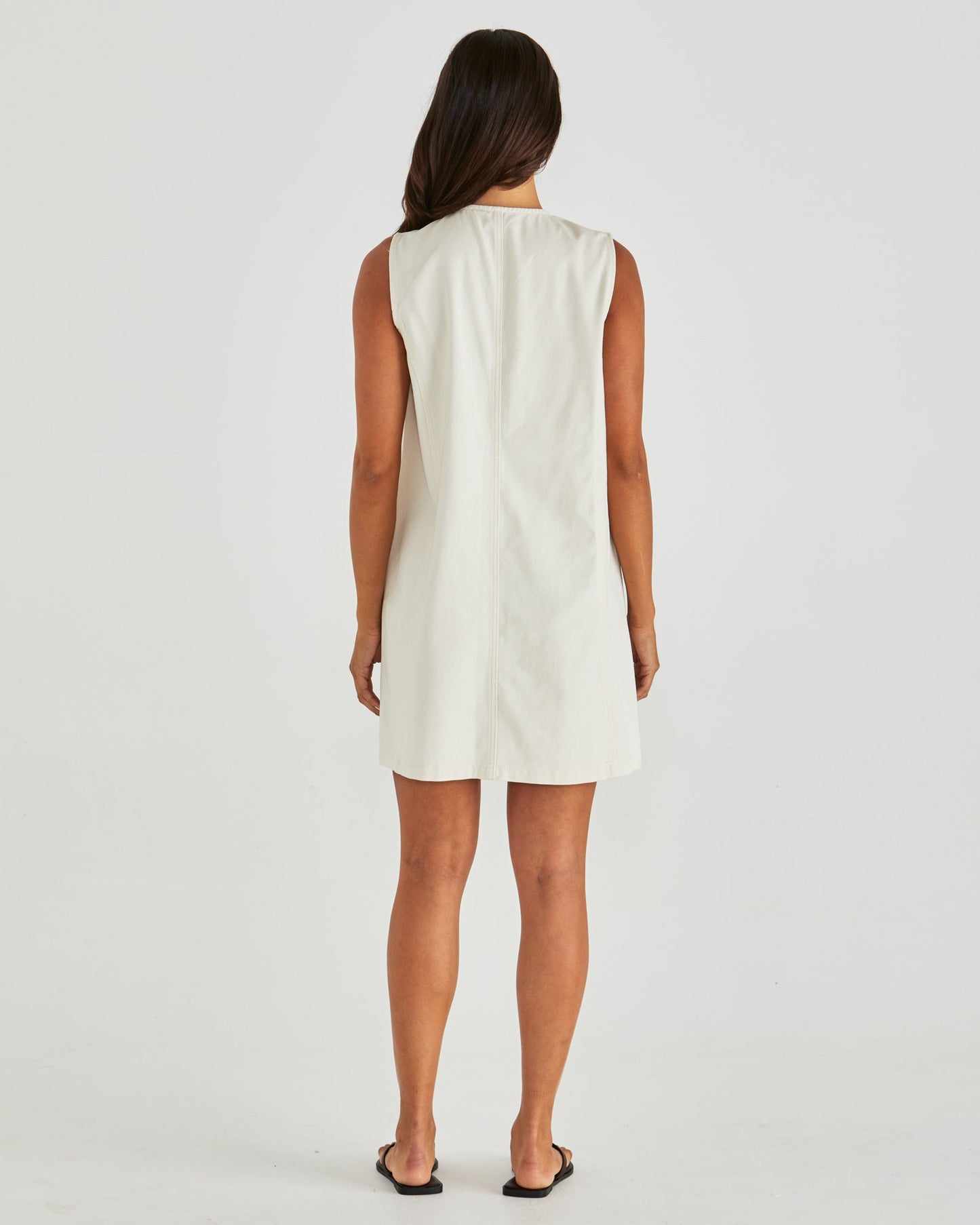 Sabine Denim Vest Dress - Parchment Wash Cream
