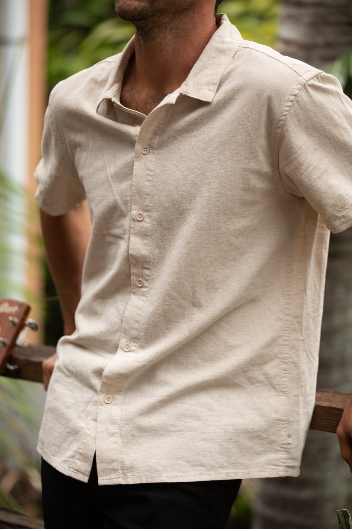Rhythm Classic Linen Short Sleeve Shirt - Sand (view 6)