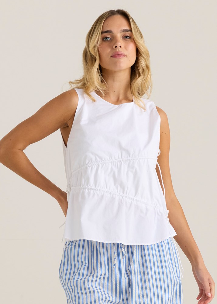 Sass Elin Gathered Tie Top White