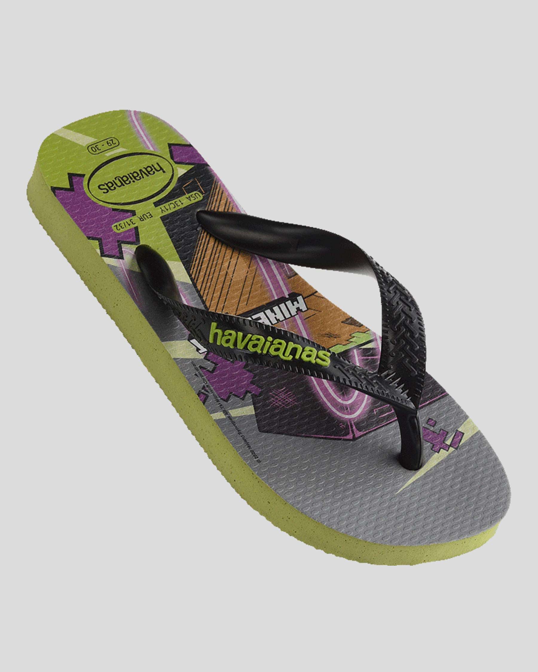 Havaianas Kids Top Minecraft Thongs - Olive (view 3)