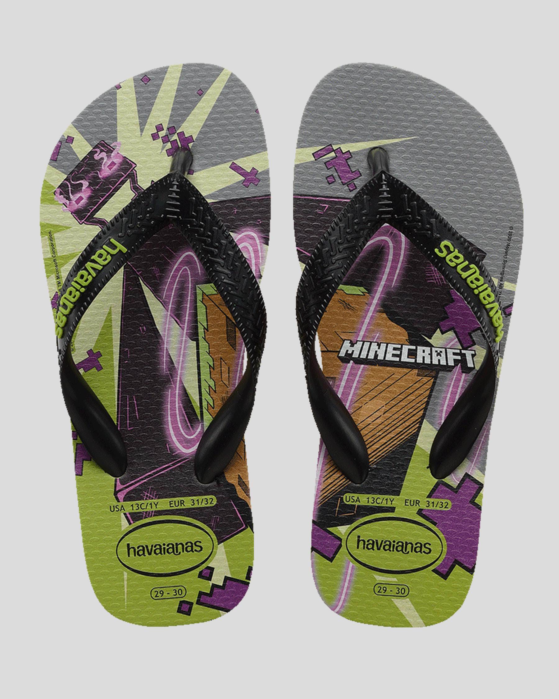 Havaianas Kids Top Minecraft Thongs - Olive