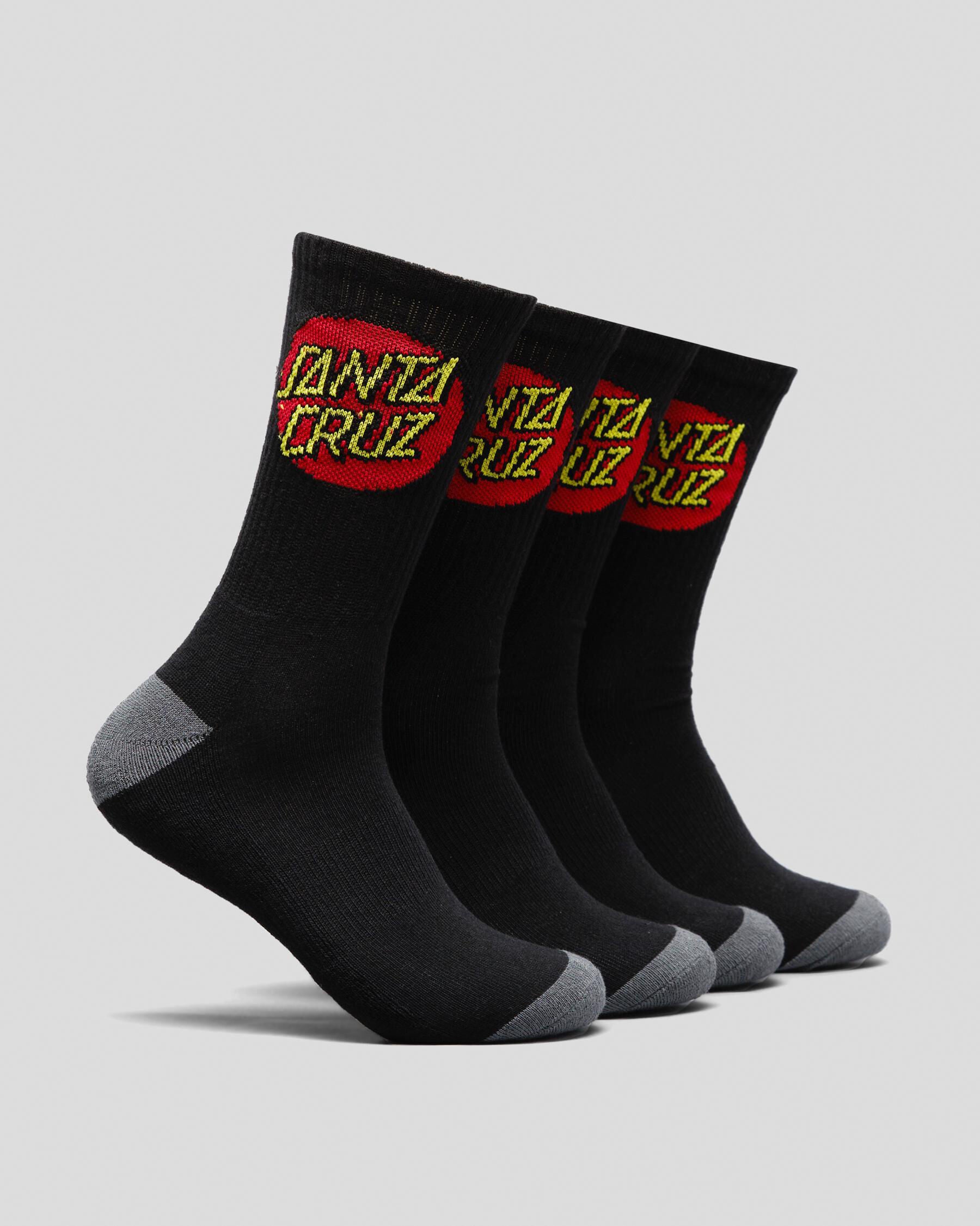 Santa Cruz Classic Dot Crew Sock 4 pack in black - front